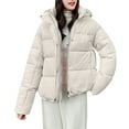 thumbnail image 2 of Hueook Womens Coats Ladies' Casual Colored Long-sleeved Hooded Jacket White 2X, 2 of 5