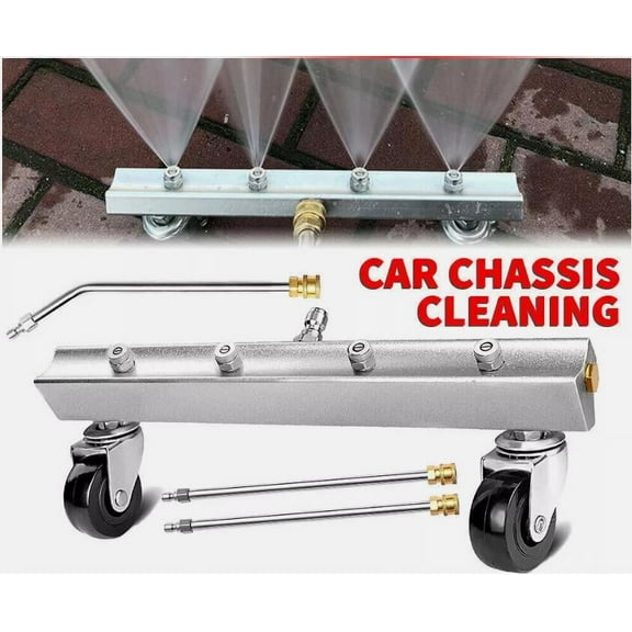 TASHHAR Pressure Washer Undercarriage Cleaner Attachment 4000PSI Underbody Car Wash Water Broom with 3 Extension Wand