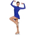 thumbnail image 2 of Moggemol Womens 2-Piece Rhinestone Figure Ice Skating Dress with Mesh Boot Cover Tights Set Royal Blue L, 2 of 7