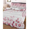 thumbnail image 3 of Quilts Twin-XL Size Bedding Set, Pink Eucalyptus Leaves Lightweight Quilted Comforter, Summer Botanical Farmhouse Rustic Wood Soft Bedspread Coverlet with Pillow Covers for All Season, 68" x 98", 3 of 7