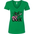 thumbnail image 3 of Inktastic Rock Around the Clock with Pink Guitar and Music Notes Women's V-Neck T-Shirt, 3 of 5