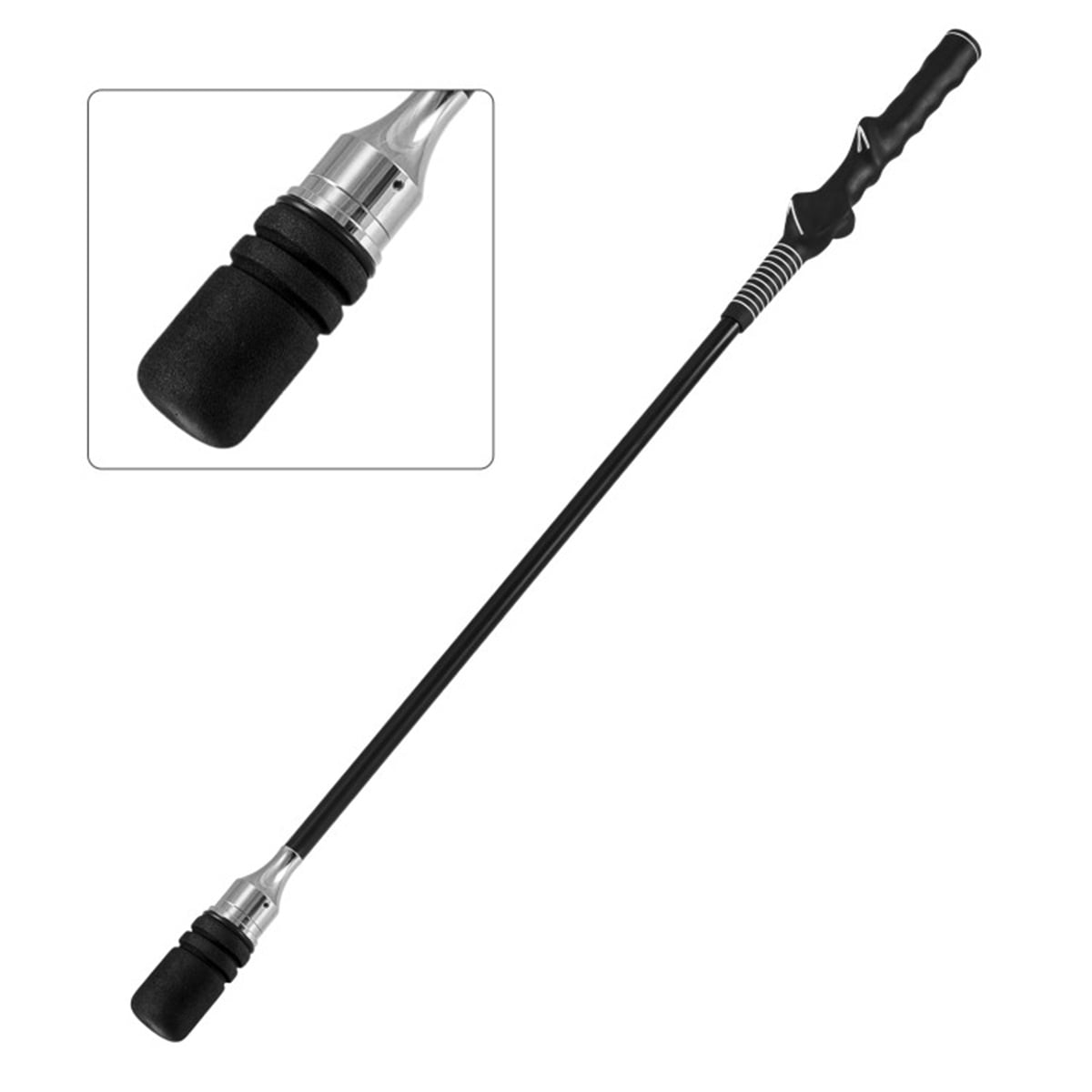 Portable Fiberglass Golf Swing Stick, Improve Grip & Shot Accuracy Golf Warm-Up Tool for Beginners & Pros-Black