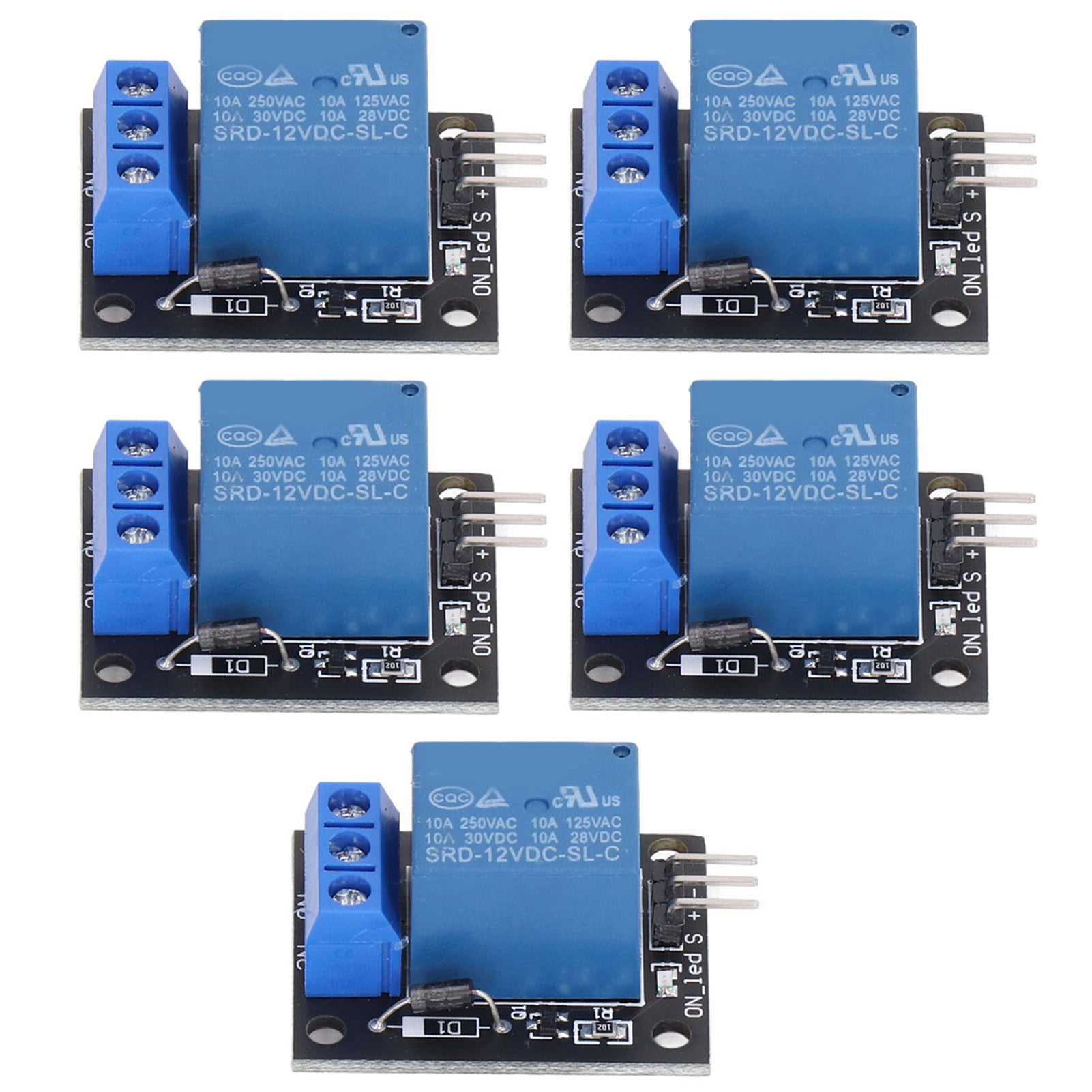 Relays Board, 12V 8050 Transistor 1 Channel Relay Module 5Pcs For