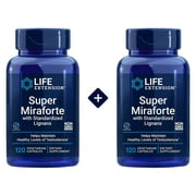 Life Extension Super Miraforte With Standardized Lignans for Men’s Healthy Testosterone Booster, Nutrient Absorption - 120 Vegetarian Capsules (2 Pack)