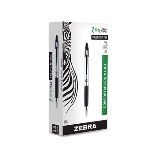 Z-Grip MAX Retractable Ballpoint Pen 1mm, Black Ink, Silver Barrel, Dozen