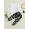 thumbnail image 4 of Suealasg Infant Baby Boy Outfits Toddler Boy Fall Winter 2Pcs Clothes 6M 1T 2T 3T Long Sleeve Crew Neck Letter Print Sweatshirt Camouflage Sweatpants Sets, 4 of 8