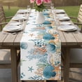 thumbnail image 4 of Teal Blue Coastal Table Runner 48 Inches, Summer Beach Starfish Shell Coral Nautical Bed Runner Dresser Scarves Tabletop for Indoor Outdoor Parties/Ceremony/Banquet, 13" x 48", 4 of 8