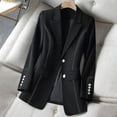 thumbnail image 2 of XPMWRP Women's Solid Color Long Sleeve Lape Luxury Suit Casual Jacket Slim Blazer Double Breasted Fashion Jacket Black L, 2 of 7