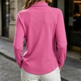 thumbnail image 4 of yeiolnoer Tops for Women Loose Fit Long Sleeve Casual Shirts Quarter Zip Lapel T Shirt for Athletic Workout(Hot Pink,Large), 4 of 6