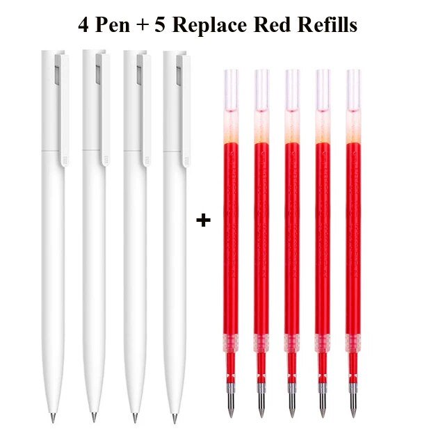 Stylo Original Mi Gel Stylo Écriture Prise Légère Lisse Mijia Appuyer le Noyau 0,5 mm Remplacement Bleu Noir Rouge Recharges 4 Stylos 5 Recharges Rouges