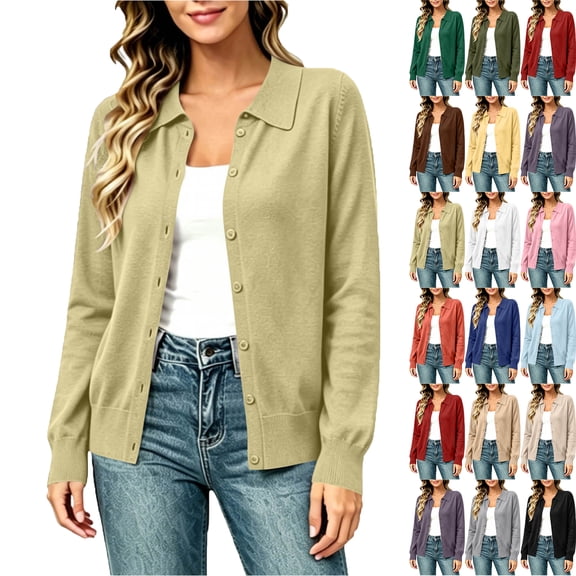 Zeliretfy Women Long Sleeve Button Down Knit Cardigan Soft Lightweight Sweater Professional Layer for Office Work Business Meetings and Commute All Seasons