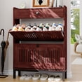 thumbnail image 1 of 2-Door Flip Front Shoe Cabinet with Adjustable Shelves – Hidden Entryway Storage Organizer for Hallway, Foyer, Living Room – Freestanding Wooden Shoe Rack with Large Capacity & Modern Design, Walnut, 1 of 7