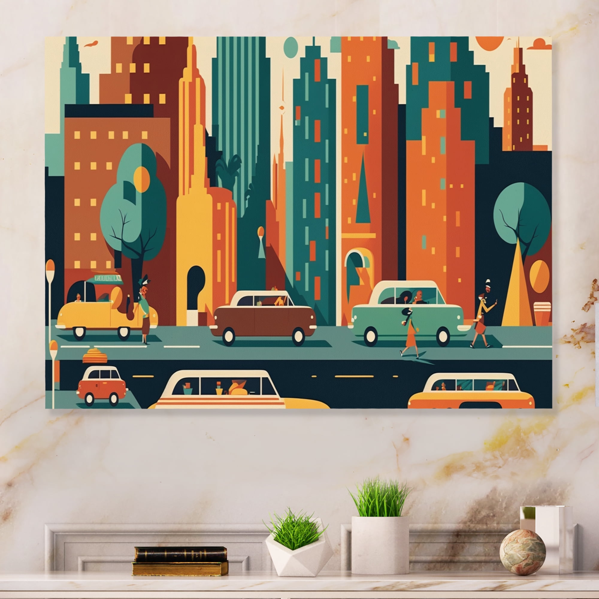 Designart Colorful Cityscape V Canvas Wall Art