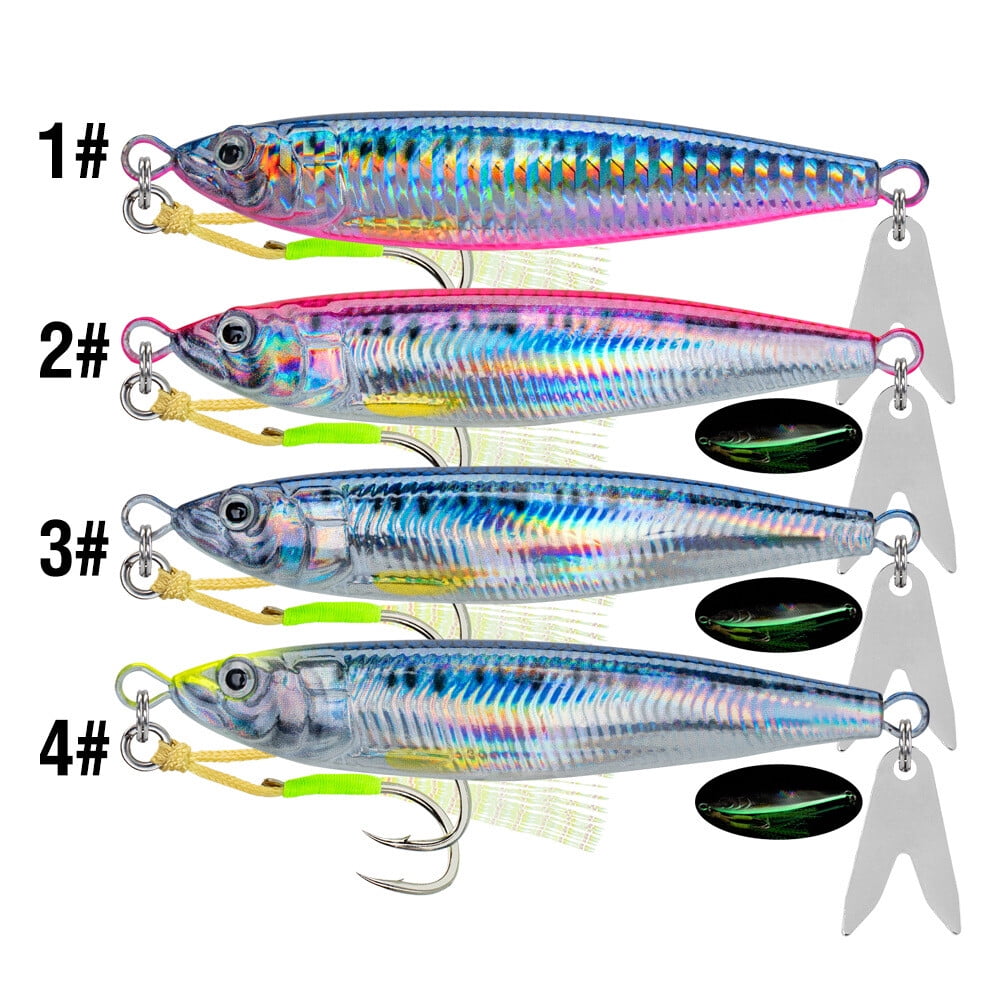 4PCS Metal Jig Fishing Lures Casting Trolling Spoon Bait Saltwater Fishing