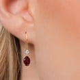 thumbnail image 3 of Gem Stone King 14K Yellow Gold Red Rhodolite Garnet and Lab Grown Diamond Earrings for Women | 1.93 Cttw | Gemstone January Birthstone | Oval 7X5MM, 3 of 6