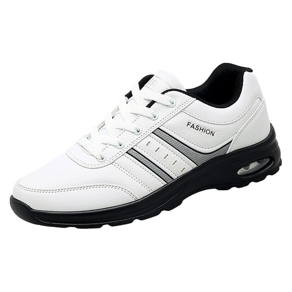 HBFAGFB Mens Sneakers Casual Simple Leather Travel Running Plus Size Sneakers Casual Shoes White Size 43