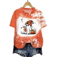 thumbnail image 4 of Akiihool Halloween Costumes for Women Ghost Halloween T-Shirt for Women Cute Ghost Cat Graphic Tee Spooky Season Shirt Vintage Short Sleeve Casual Fall Tops (Orange,XXL), 4 of 5