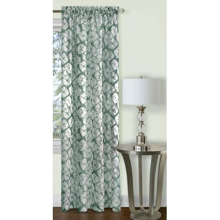Batik Panel - Traditional Elegance Batik Window Curtain Panel - 52x63 - Sage
