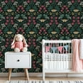 thumbnail image 3 of Vintage Peel and Stick Wallpaper 23.6in x 9.8ft Dark Floral Bee Pink White Flowers Green Leaves Vinyl Self-Adhesive Contact Paper Removable Wall Paper for Bedroom Bathroom Renter Friendly, 3 of 8