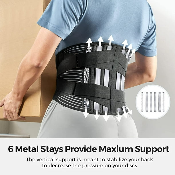 Ceinture Lombaire M pour Maintenir le Bas du Dos et le Dos en Bon Etat Soulagement de la Douleur 4 Supports a Ressort Double Sangles Reglables pour