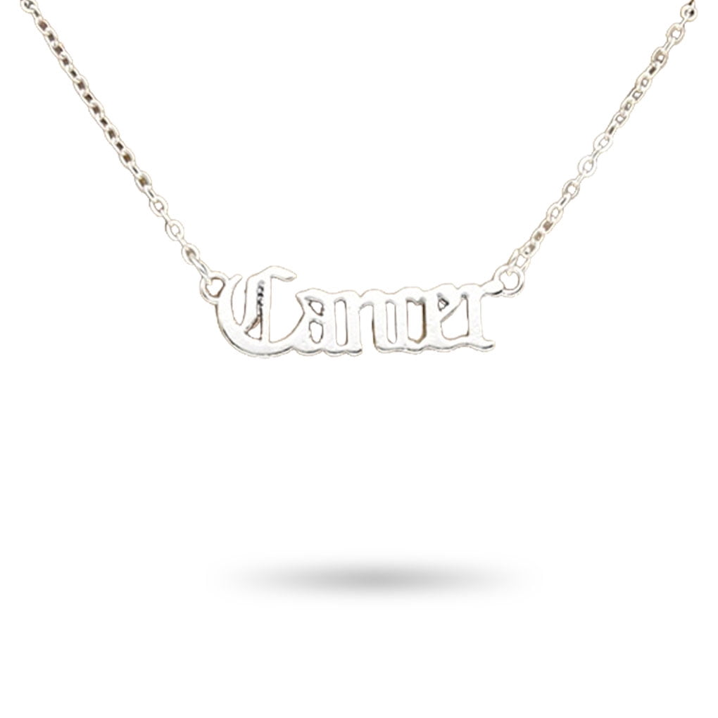 Hi FANCY English Letter Twelve Zodiac Sign Constellations Theme Friendship Necklace Ins Pendant for Lover Friend Festival Birthday Gifts Cancer Silver