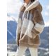 thumbnail image 3 of Abrigo con capucha de piel sintética para mujer Bloque de color Manga larga Cremallera Chaqueta cálida de invierno multicolor de felpa suelta Fokelyi HMFJ299-11, 3 of 4