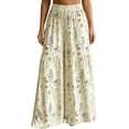 thumbnail image 3 of Arlun Womens Wide Leg Pants 2026 Summer Floral Print Elastic High Waist Palazzo Pants Boho Style Splicing Pleated Loose Lightweight Flowy Travel Vacation Trousers for Daily Wear 1-Green S, 3 of 5
