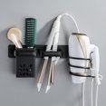 thumbnail image 1 of Negro - 1 pieza soporte para secador de pelo, soporte para plancha de pelo con almacenamiento de cable, soporte para secador de pelo montado en la pared con estante de almacenamiento, adecuado para ho, 1 of 1