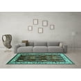 thumbnail image 3 of Ahgly Company Machine Washable Indoor Square Oriental Turquoise Blue Traditional Area Rugs, 7' Square, 3 of 4
