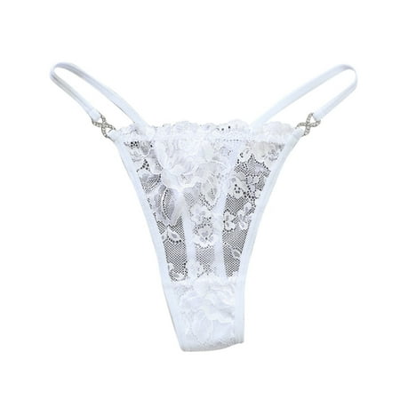 Mortilo Lace Thongs For Women   Lace Panties For Women Low Rise Panty Cutout Women S Exotic Panties White S