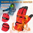 thumbnail image 2 of Clearance! Fdelink Winter Ski Gloves Male and Female Warm and Frostproof Gloves, the Warm (Red), 2 of 6