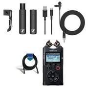 XSW-D Wireless Lavalier Set, Includes ME2-II Lavalier Mic, 3.5mm Bodypack Transmitter and XLR Male Plug-On Receiver - With Tasacam DR-40X 4-Track Digital Audio Recorder, 20' XLR Mic Cable