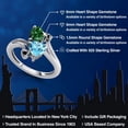 thumbnail image 2 of Gem Stone King 925 Sterling Silver Green Nano Emerald Swiss Blue Topaz and Black Diamond Ring for Women (1.66 Cttw, Heart Shape 6MM, Gemstone May Birthstone, Size 8), 2 of 6