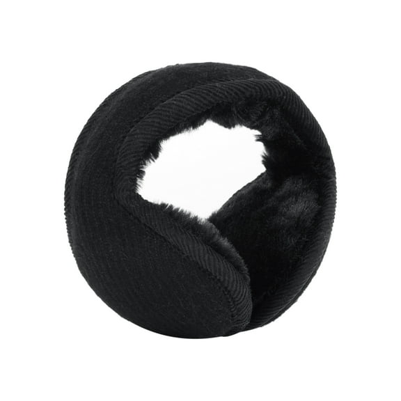 INSPIRE CHIC Unisex Ear Warmers Foldable Winter Knit Earmuffs Black-Knit Surface L(18"x4.7")