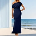 thumbnail image 2 of Ovticza Women's Formal Dress Sexy Elegant Short Sleeve Off Shoulder Bodycon Long Evening Party Wedding Guest Dresses Navy 2XL, 2 of 5