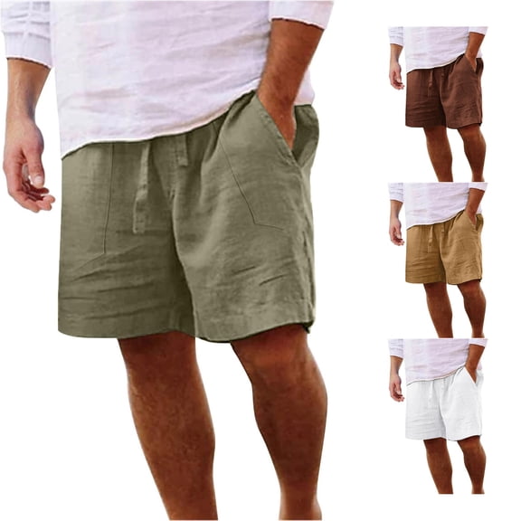 XIAONU Men's Solid Shorts Drawstring Waist Side Pockets Shorts
