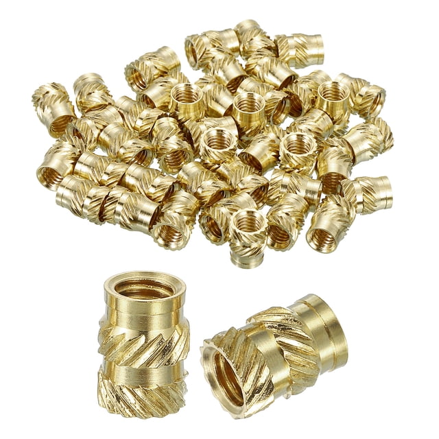 Unique Bargains Knurled Insert Nuts, 50 Pack M5x9.5mm Lx7mm OD Brass Heat Set Insert