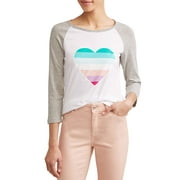 Ombre Heart 3/4 Baseball Graphic Tee Women's Image 1 of 4