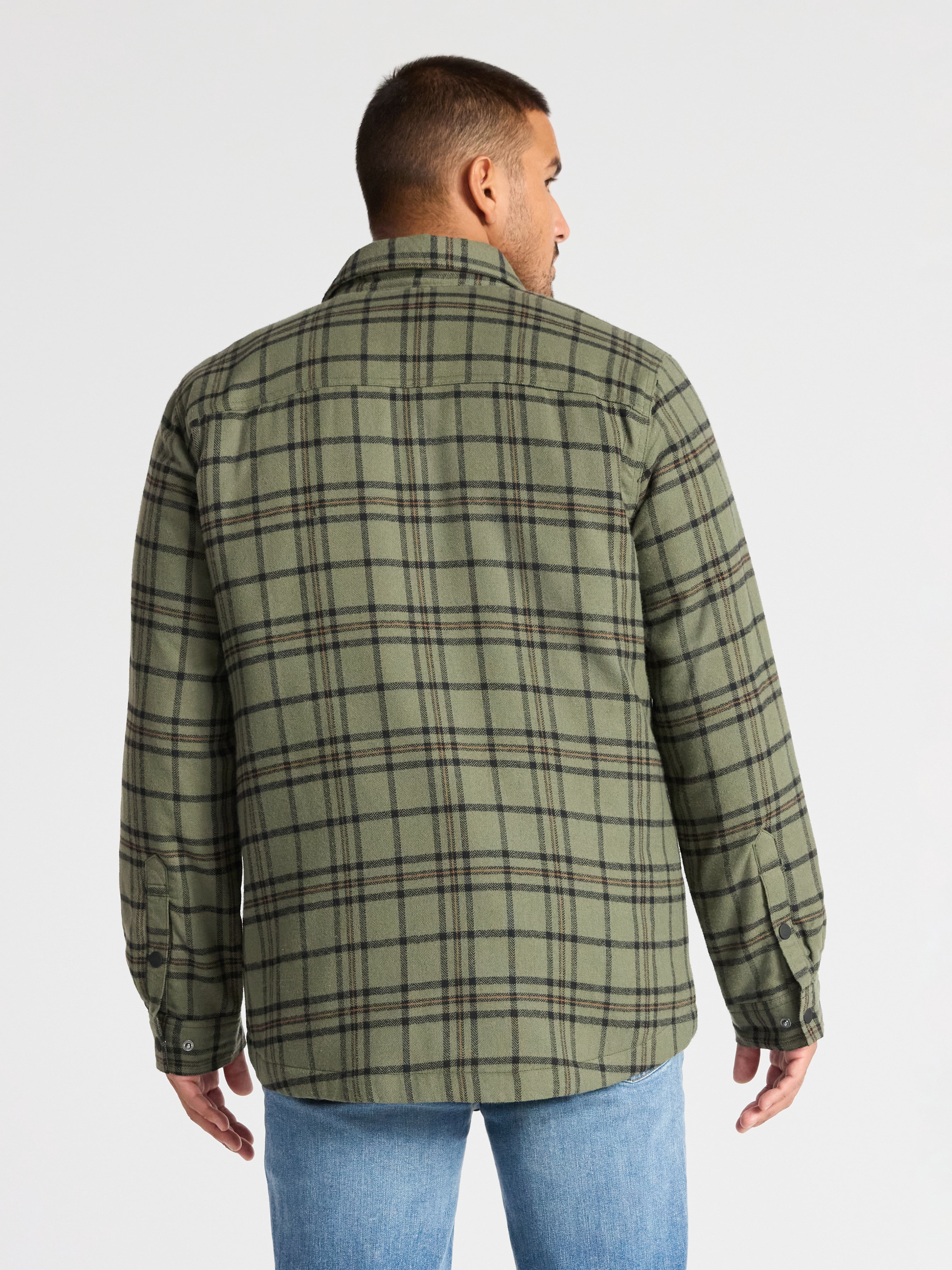 George Men's Shirt Jacket with Long Sleeves, High Pile Fleece Lining, Sizes S-3XL