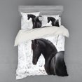thumbnail image 2 of Animal Duvet Cover Set, Friesian Sport Horse Portrait on a Snowy Winter Background Novelty Picture Print, Bedding Set with Shams and Fitted Sheet, 3 Sizes, by Ambesonne, 2 of 3