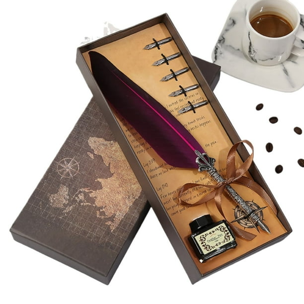 Oficina y papelería Mapa C Caja de regalo de bolígrafo creativo C Juego de bolígrafos Rown F Eather un bolígrafo