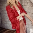 thumbnail image 2 of HXWCHs Women's Sparkling Sequin Long Sleeve Party Jacket Shiny Lapel formal Casual Outerwear Coat L Red, 2 of 5