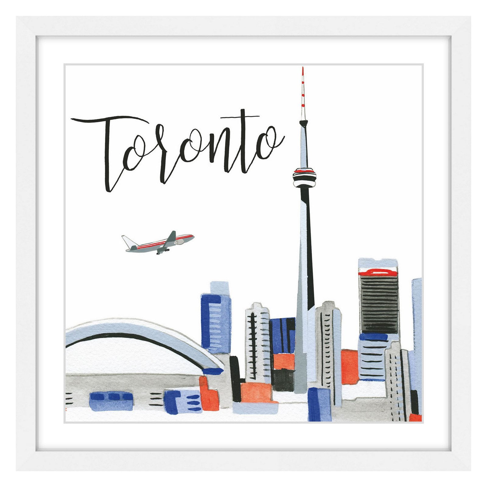 Marmont Hill "Toronto Skyline" By Molly Rosner Framed Painting Art Print, 24.0" x 1.5"