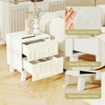 thumbnail image 2 of GVN Nightstand with Drawers and 3D Geometric Patterns, Bedside Table for Living Room, Bedroom, White, 2 of 7