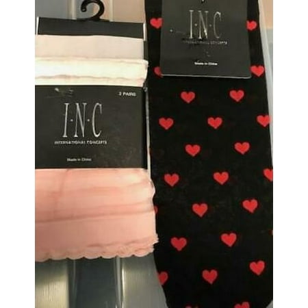 

Lot of I.N.C. Women s Ankle Socks: OS/Sheer Pink/Solid Black and Red
