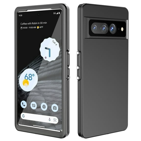 Mantto Compatible for Google Pixel 7 Pro Waterproof Case, Soft Silicone Heavy Duty Shockproof Built-in Screen Protector Slim Cover Dustproof Underwater Protective Case for Google Pixel 7 Pro, Black