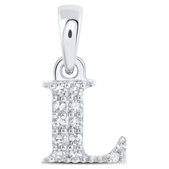 10k White Gold 1/20 CTW Natural Diamond Initial "L" Pendant 0.38 Grams