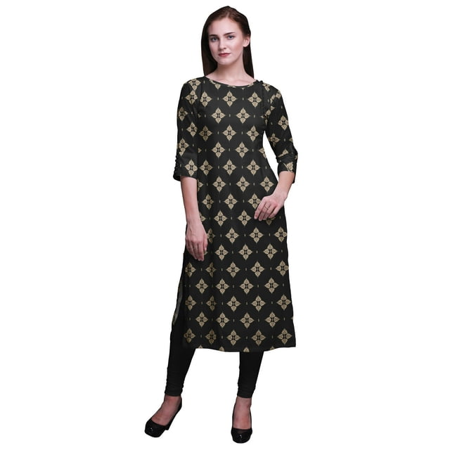 Bimba Kurtis Droits Imprimés pour Femmes Kurta à Manches 3/4 Tunique d'Été Robe