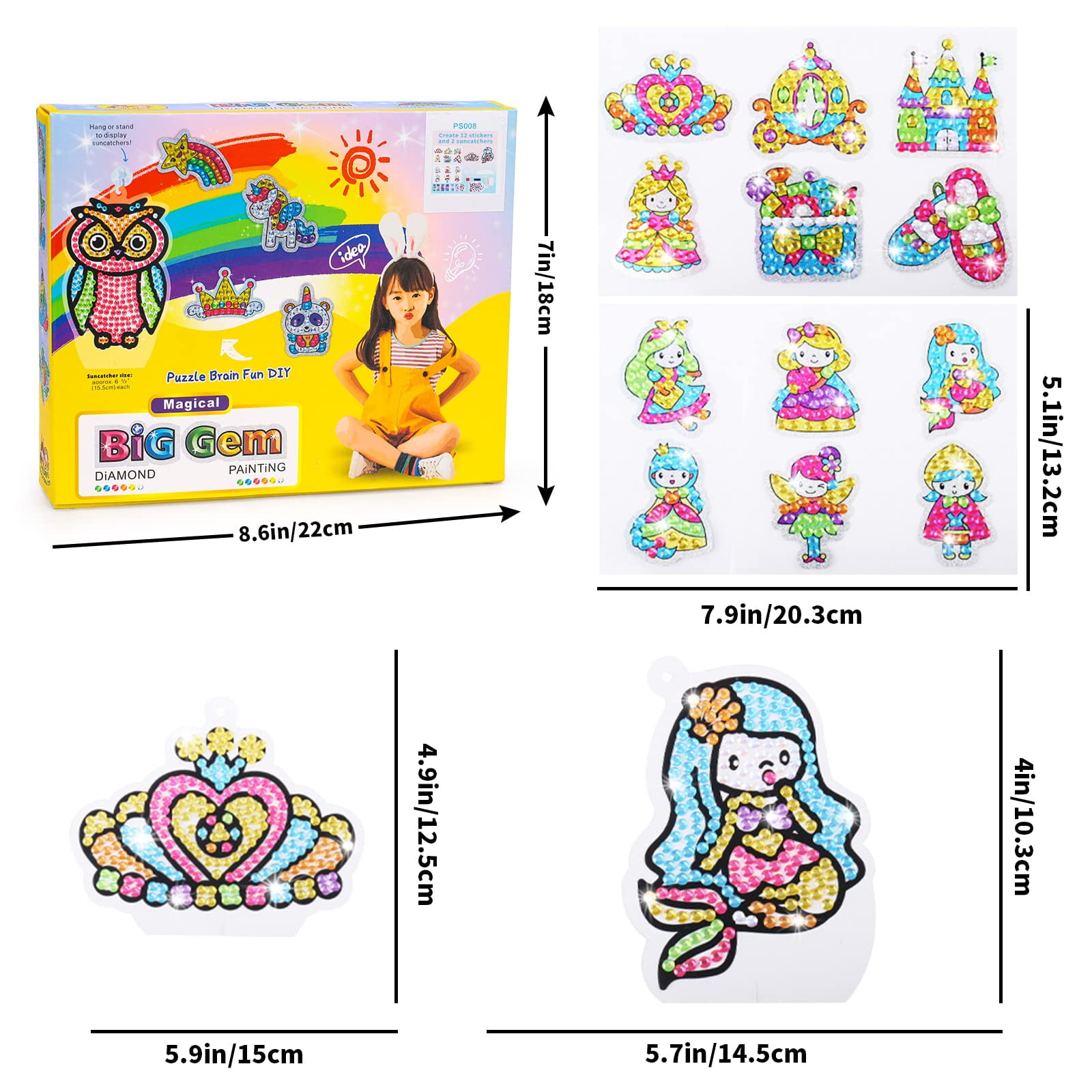  ROYUYE Diamond Painting Kit for Kids,Cute Diamond Painting  Stickers Suncatchers, Arts and Crafts for Kids Ages 8-12,Girls Toys Age 6-8  Girls Gifts Ideas for 6,7,8,9,10-12 Year Old : Toys & Games