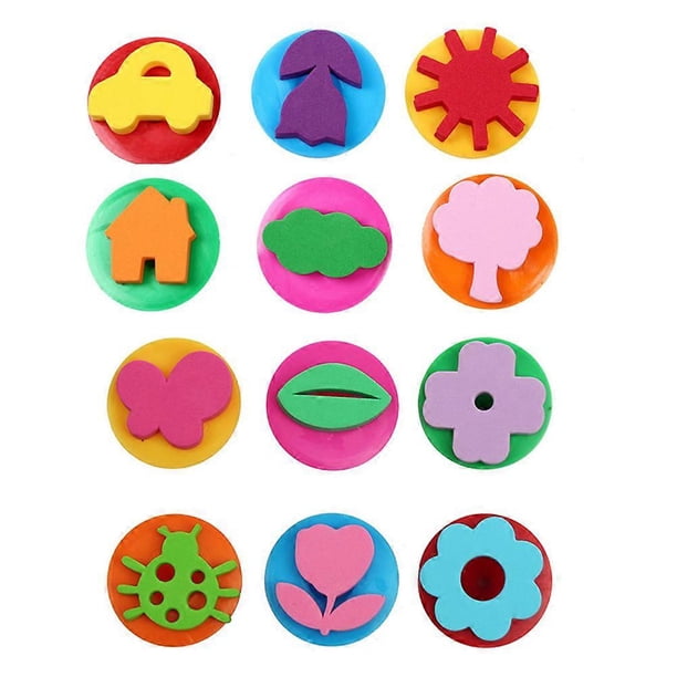 2 Set of 12Pcs DIY Drawing Roller Seal DIY Graffiti Stamper Funny Ink Stamp Drawing Tools Educational Toy for Girl Boy Student
